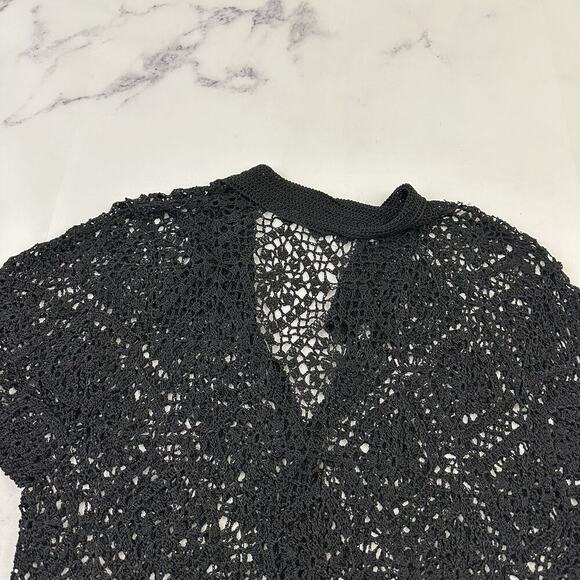 Carol Anderson Womens Vintage 90s Crochet Sheer Top Size M Black Cottagecore - Picture 9 of 12